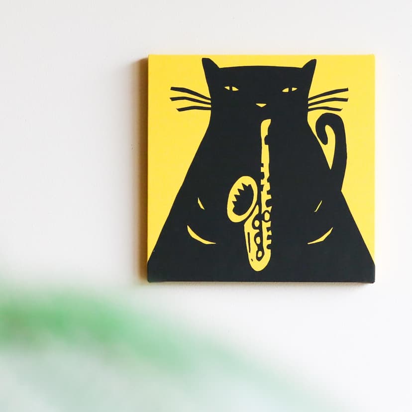Black Cat & Sax ファブリック/アートパネル 写真・グラフィック FABCO 通販 2290525｜Creema(クリーマ)