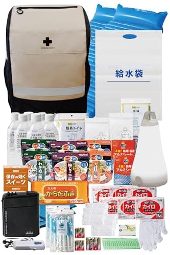 【楽天市場】防災グッズ 【 防災士が監修した 】リュック (避難リュック たったこれだけ！) 非常用持ち出し袋/バッグ セット [ 防災のミカタ ] 避難グッズ メタプレミアム 2人用 ベージュ 68点：kai-shop 楽天市場店