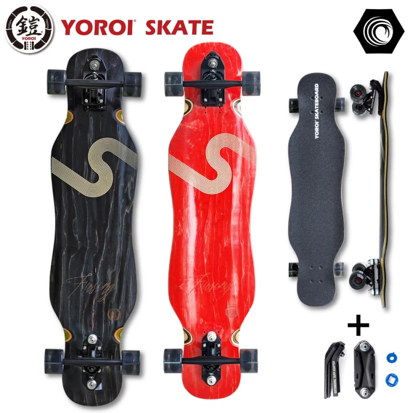 【楽天市場】ロングスケートボード ロンスケYOROI SKATEBOARD FUSING 41LP-WB 41ｲﾝﾁ約104.1ｘ25.4センチヨロイスケートボードフージン フウジン41 風神ブラックWATERBORNE ウォーターボーンフィンシステムスノボ サーフィン オフトレ コンプリート完成品：100MANVOLT